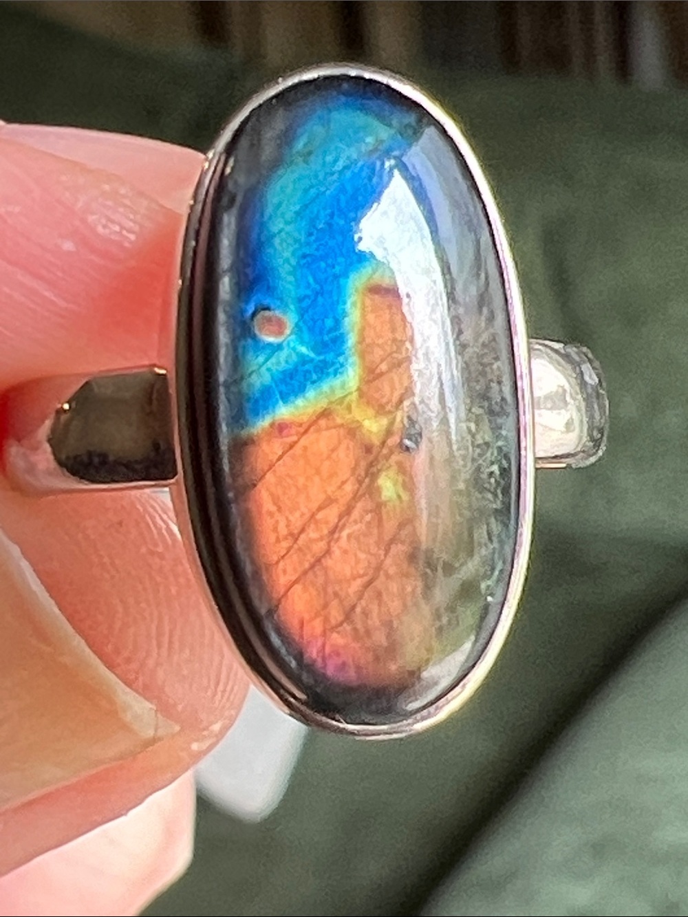 Artisan Spectrolite Labradorite Finland Sterling Silver 925 Ring